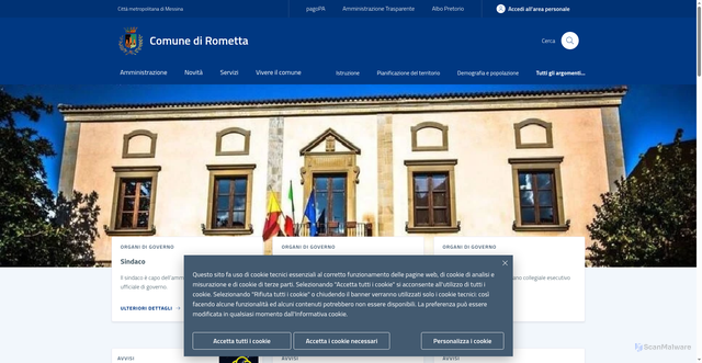 Security scan screenshot of https://www.comune.rometta.me.it/