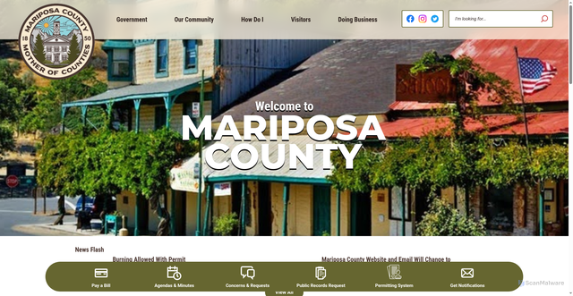 Security scan screenshot of https://mariposacounty.gov/
