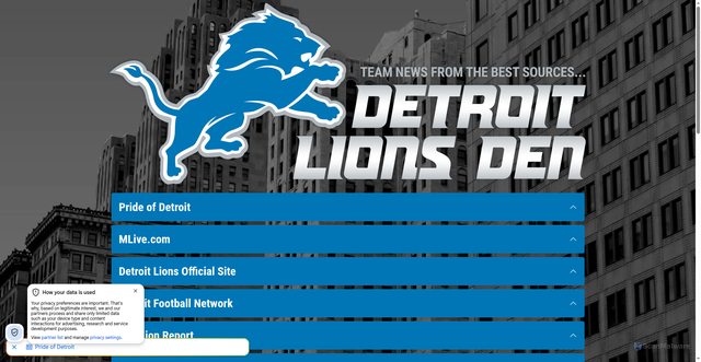 Security scan screenshot of https://www.detroitlionsden.com/
