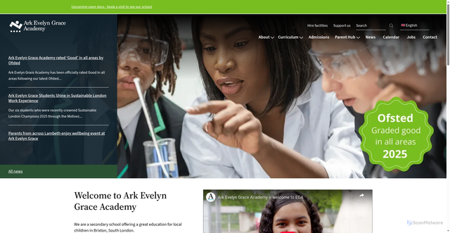 Security scan screenshot of https://evelyngraceacademy.org/