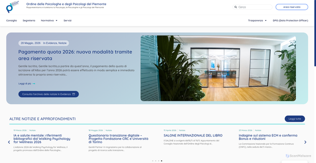 Security scan screenshot of https://www.ordinepsicologi.piemonte.it