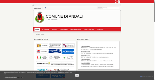 Security scan screenshot of https://www.comunediandali.it/
