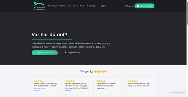 Security scan screenshot of https://mbakupunktur.se