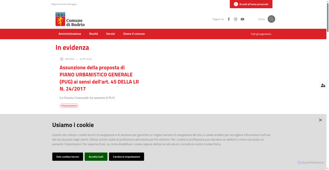 Security scan screenshot of https://www.comune.budrio.bo.it/