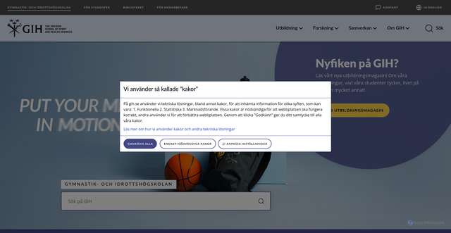 Security scan screenshot of https://www.gih.se/