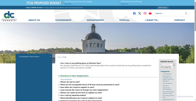 Security scan screenshot of https://www.douglascountyga.gov/FAQ.aspx?QID=145