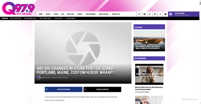 Security scan screenshot of https://wjbq.com/are-big-changes-in-store-for-the-iconic-portland-maine-custom-house-wharf/