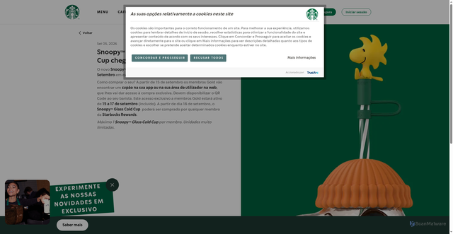 Security scan screenshot of https://www.starbucks.pt/article/911/snoopytm-glass-cold-cup-chega-a-starbucks