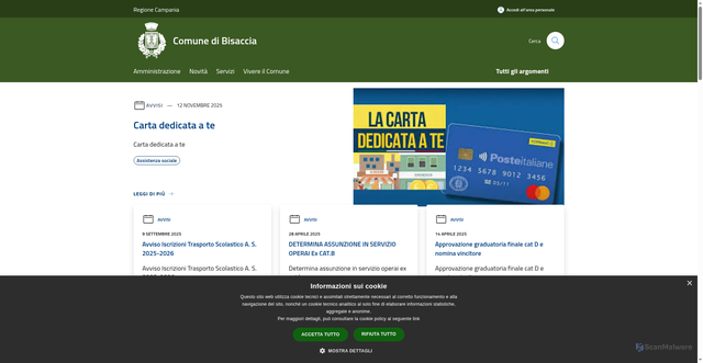 Security scan screenshot of https://www.comune.bisaccia.av.it/it