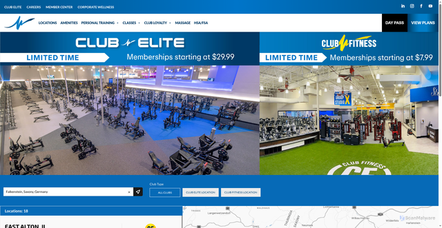 Security scan screenshot of https://www.clubfitness.us/locations/