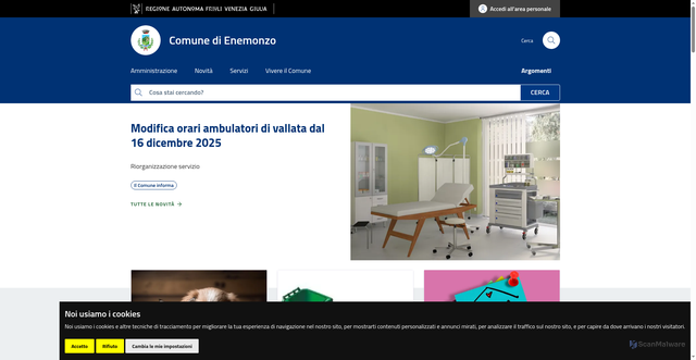 Security scan screenshot of https://www.comune.enemonzo.ud.it/