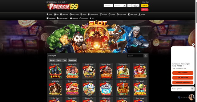 Security scan screenshot of https://apk1preman69.xyz/desktop/game/slot/fastspin