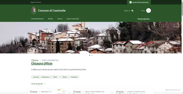 Security scan screenshot of https://www.comune.cassinelle.al.it/