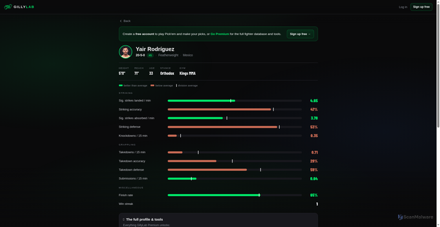 Security scan screenshot of https://gillylab.com/fighter/yair-rodriguez