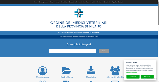 Security scan screenshot of https://www.ordinevetmilano.it/