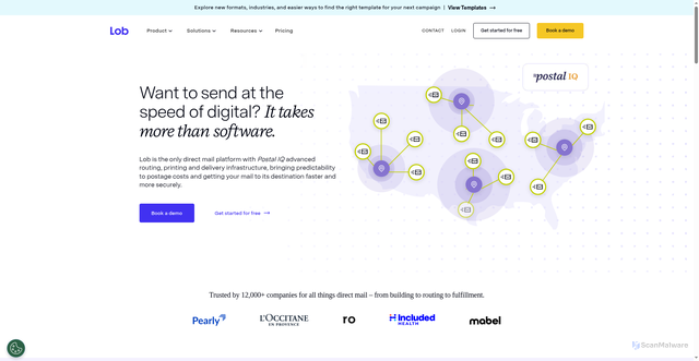 Security scan screenshot of https://lob.com