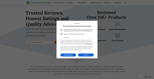 Security scan screenshot of https://www.consumerhealthdigest.com
