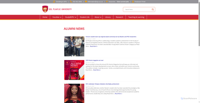 Security scan screenshot of https://solplaatjeuni.com/index.php/alumni-news/