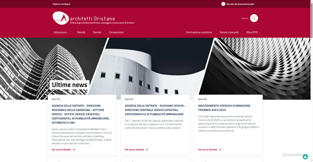Security scan screenshot of https://www.architettioristano.it/