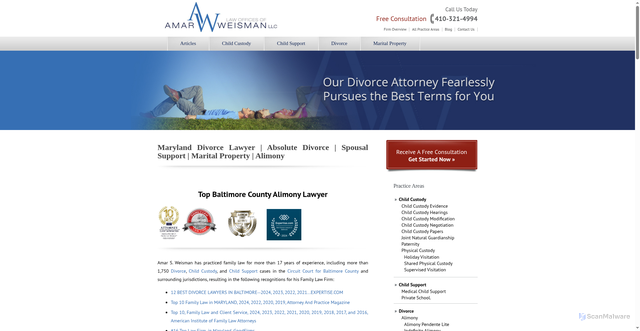 Security scan screenshot of https://www.towsonattorney.com/practices/divorce/