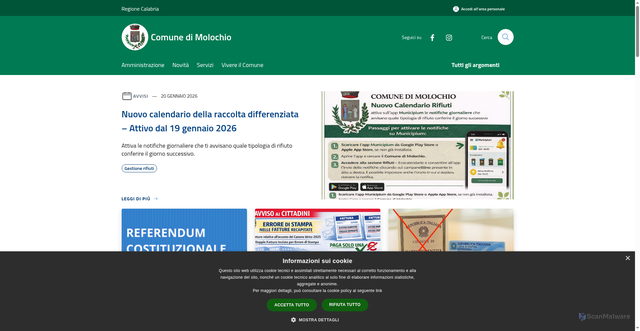 Security scan screenshot of https://www.comune.molochio.rc.it/it