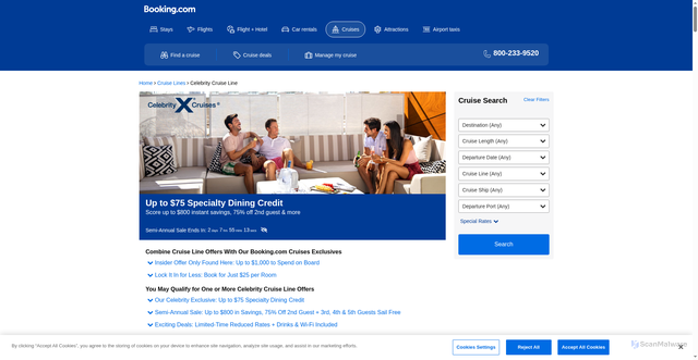 Security scan screenshot of https://cruises.booking.com/promotion/celebrity-cruises.do