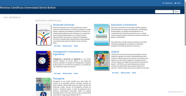 Security scan screenshot of https://revistas.unisimon.edu.co