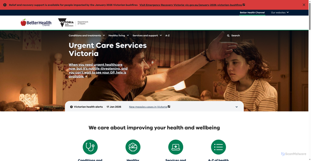 Security scan screenshot of https://www.betterhealth.vic.gov.au