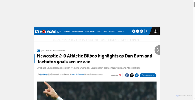 Security scan screenshot of https://www.chroniclelive.co.uk/sport/football/football-news/newcastle-vs-athletic-bilbao-live-32813051