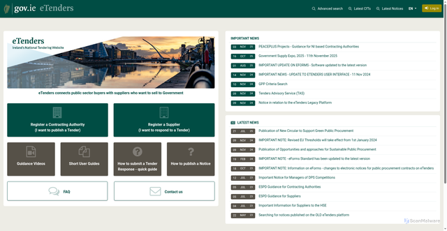 Security scan screenshot of https://www.etenders.gov.ie