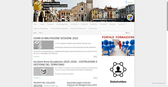 Security scan screenshot of https://www.collegio.geometri.lo.it/