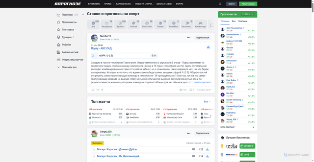 Security scan screenshot of https://vprognoze.ru