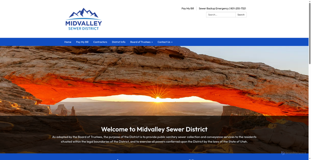 Security scan screenshot of https://www.midvalleysewer.gov/