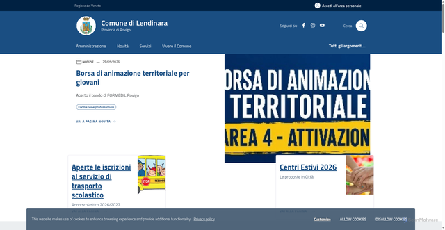 Security scan screenshot of https://www.comune.lendinara.ro.it