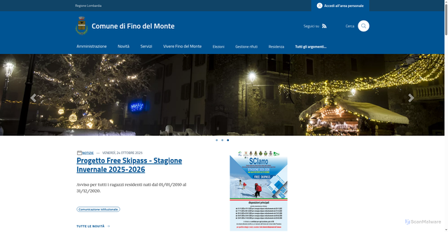 Security scan screenshot of https://www.comune.finodelmonte.bg.it/
