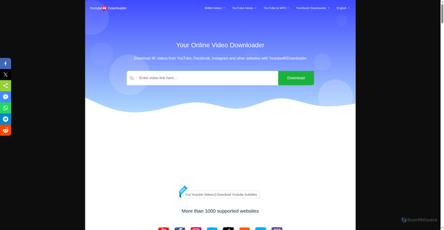 Security scan screenshot of https://youtube4kdownloader.com