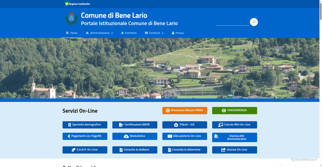 Security scan screenshot of https://www.comune.benelario.co.it/