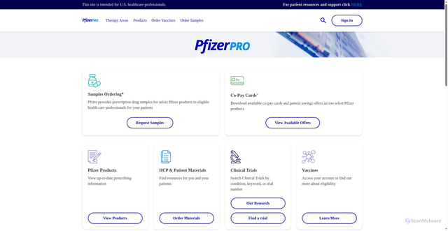 Security scan screenshot of https://pfizerpro.com