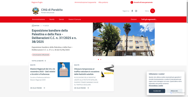 Security scan screenshot of https://www.comune.parabita.le.it/