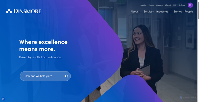 Security scan screenshot of https://dinsmore.com