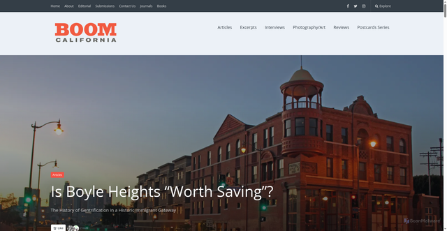 Security scan screenshot of https://boomcalifornia.org/2018/07/10/is-boyle-heights-worth-saving/