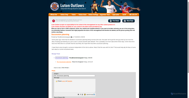 Security scan screenshot of http://members.boardhost.com/lutonoutlaws/msg/1759827535.html