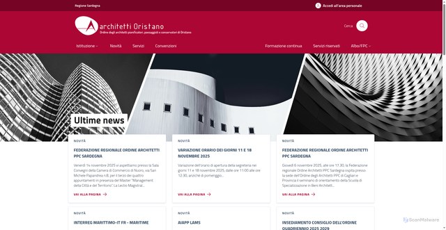 Security scan screenshot of https://www.architettioristano.it/