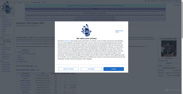 Security scan screenshot of https://www.ssbwiki.com/Smasher:The_Crimson_Blur