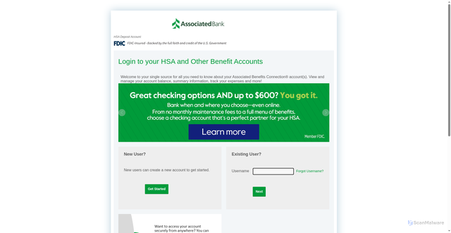 Security scan screenshot of https://participantbenefits.associatedbank.com