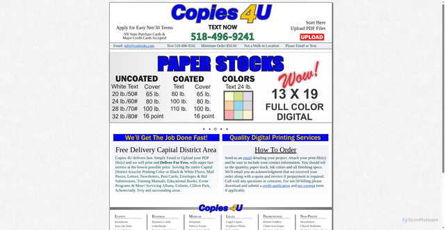 Security scan screenshot of https://www.copies4u.com/
