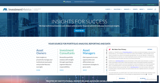 Security scan screenshot of https://invmetrics.com