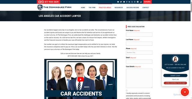 Security scan screenshot of https://dominguezfirm.com/injury-lawyer/car-accident/