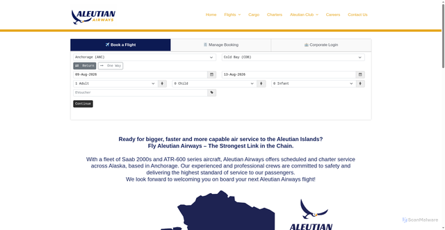 Security scan screenshot of https://flyaleutian.com/