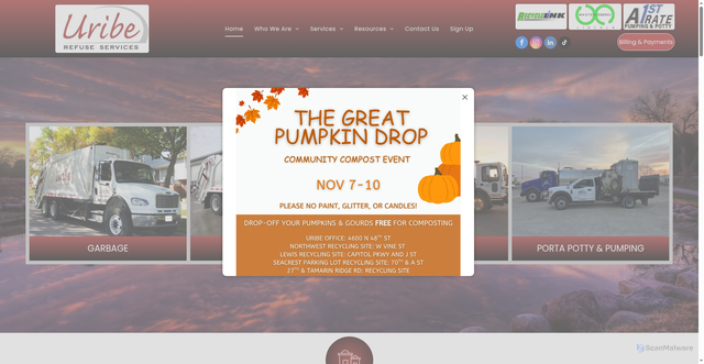Security scan screenshot of https://www.uriberefuse.com/